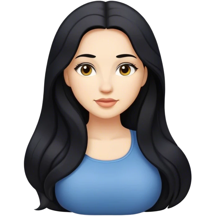 caucasian Beautiful Buxom black long hair back booty sfw emoji