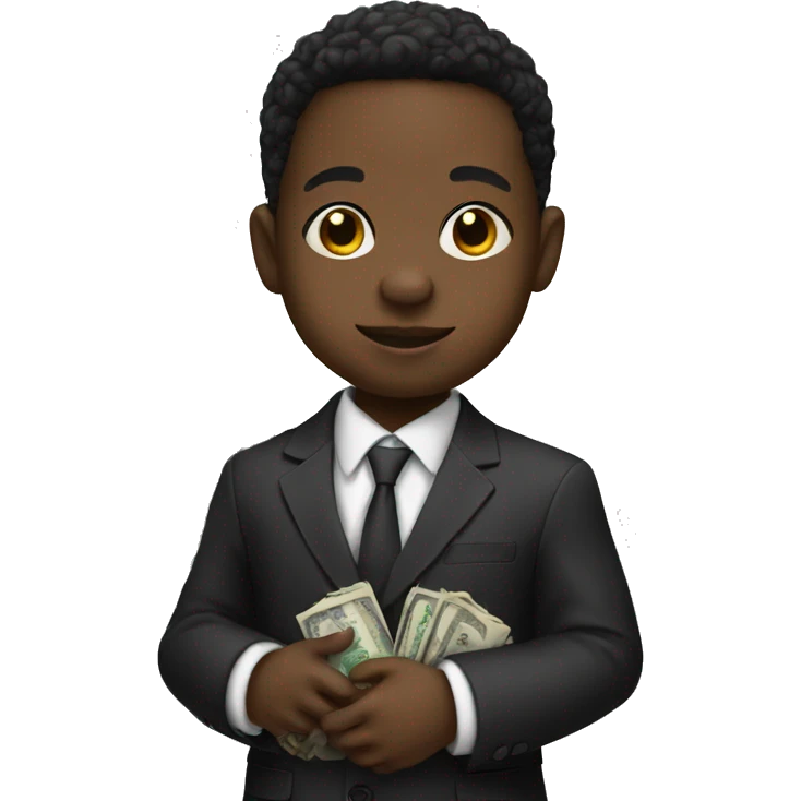 black baby in a suit with money in hand emoji