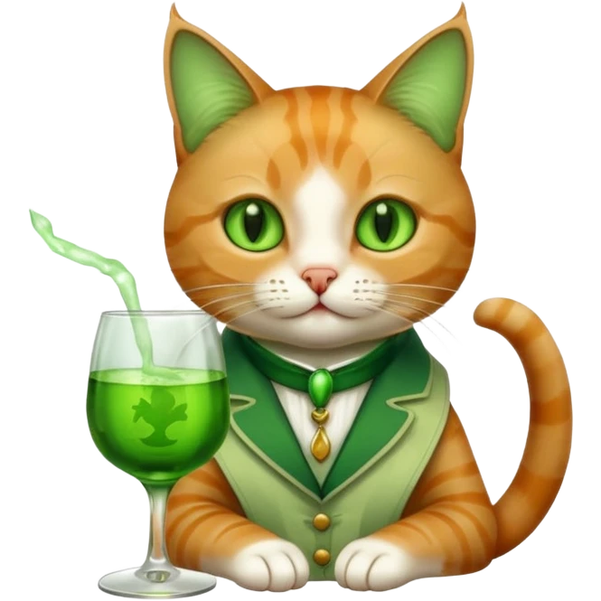 cat holding a glass of absinth emoji
