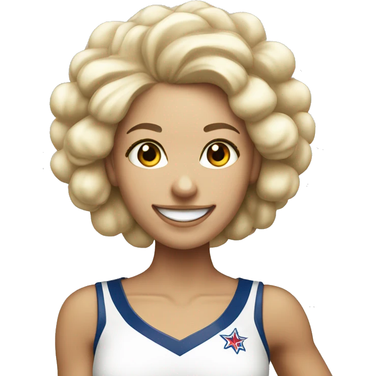 smiling blonde white cheerleader with pom poms emoji