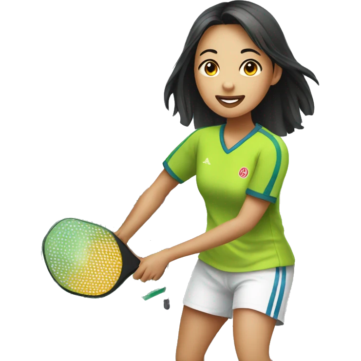 Asian girl is playing pickleball emoji