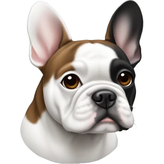 A black brown gray white French bulldog emoji