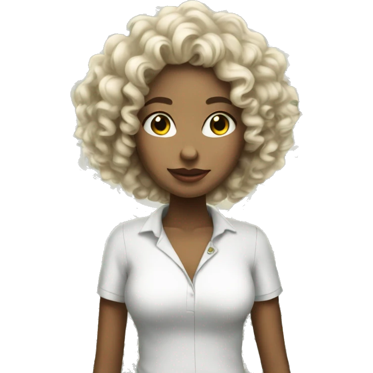 White curly girl with a lot of money emoji