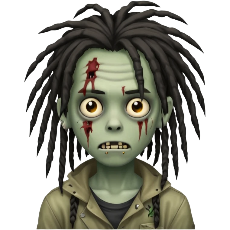 boy zombie with dreadlocks, emo style, expressive face emoji