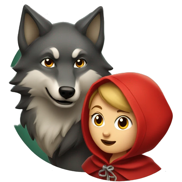 Red riding hood and Wolf  emoji