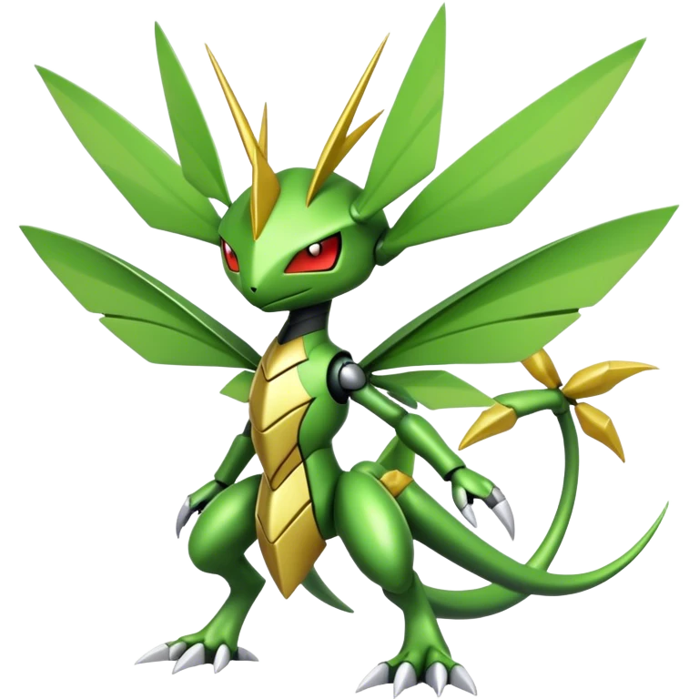 Cute Cool Edgy Shiny Futuristic Ethereal Legendary Kartana-Digimon-Scyther-Scizor-hybrid full body emoji