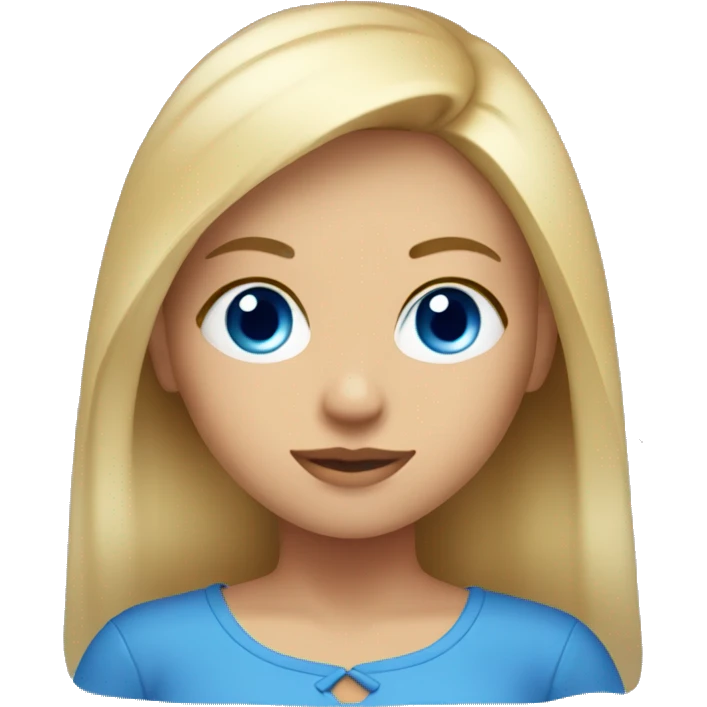  a  tan ,blonde girl with blue eye with a blue cropped top on emoji