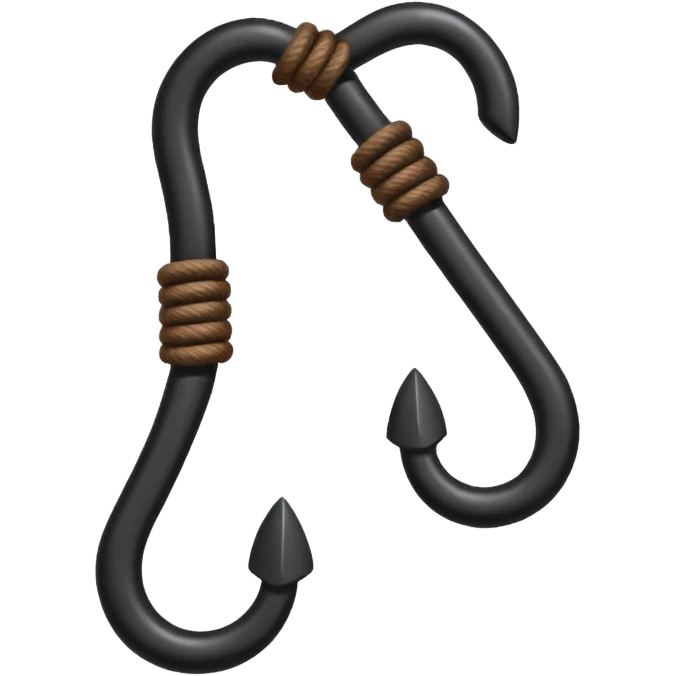 iron hook, 4 hooks, black, with rope emoji