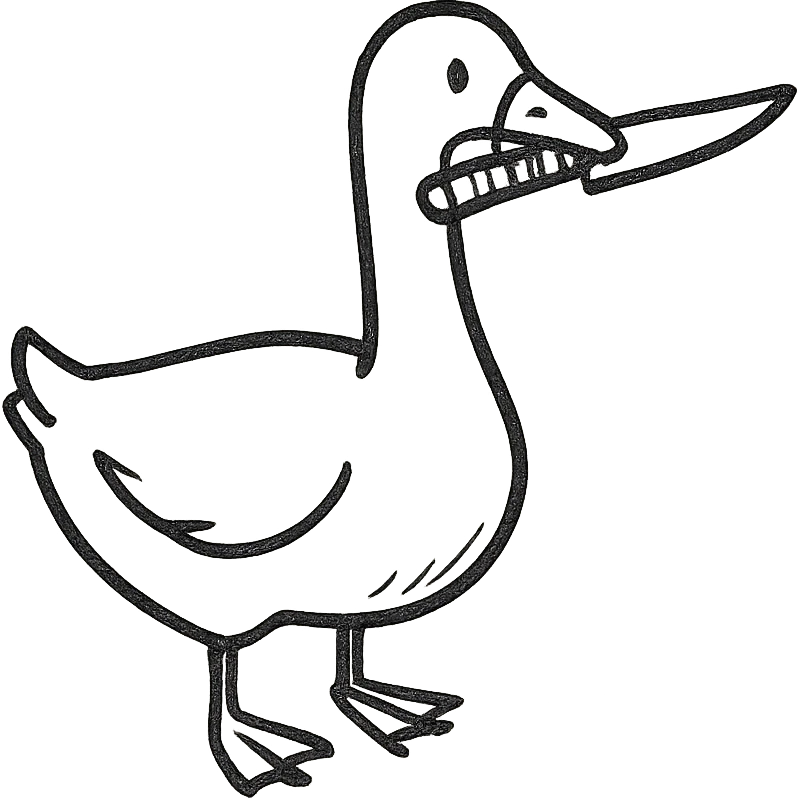 a goose with a knife in its mouth emoji
