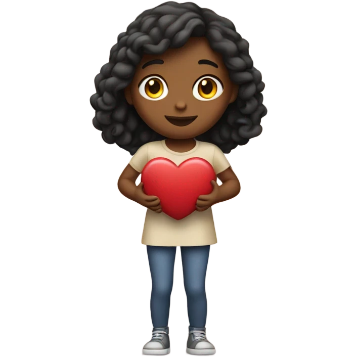 Girl holding a heart  emoji