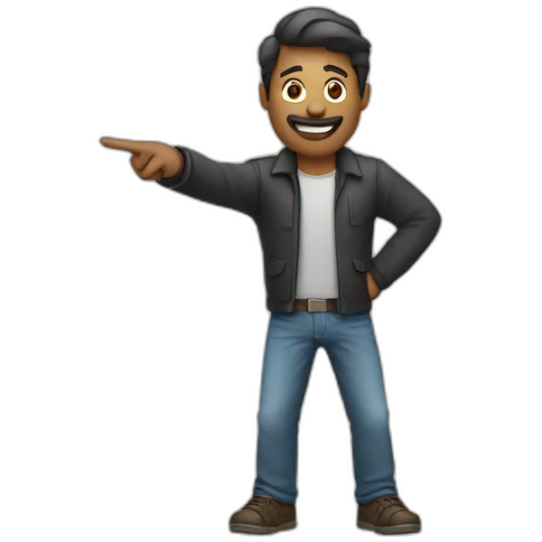 man pointing with ar emoji