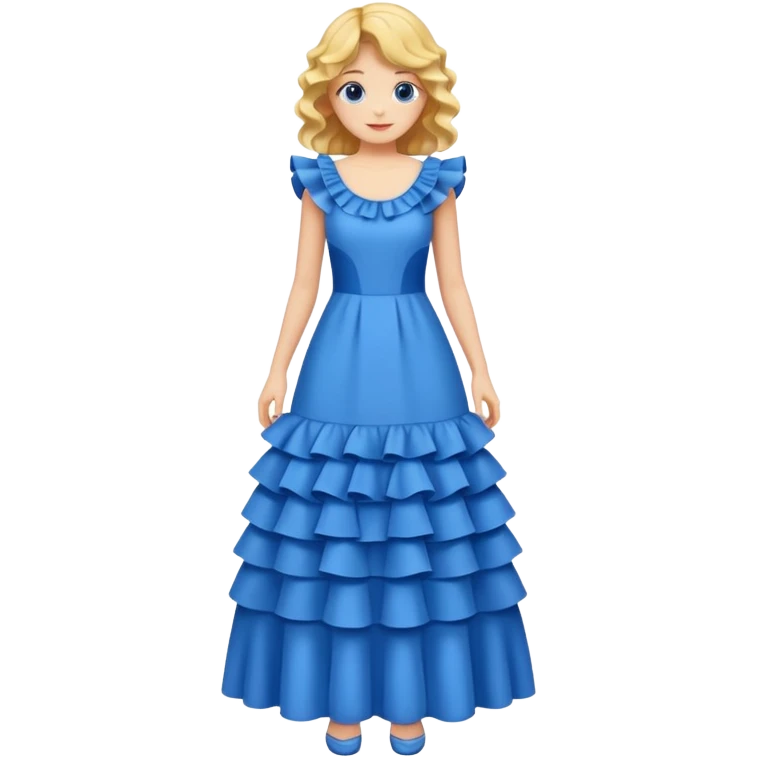  long blue dress with ruffles emoji