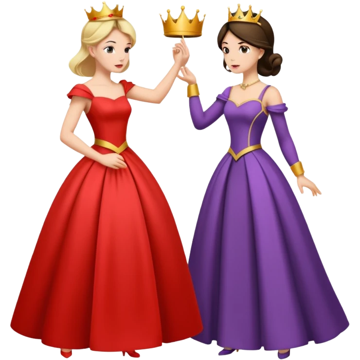 Two ladies in gowns fighting over a prince emoji