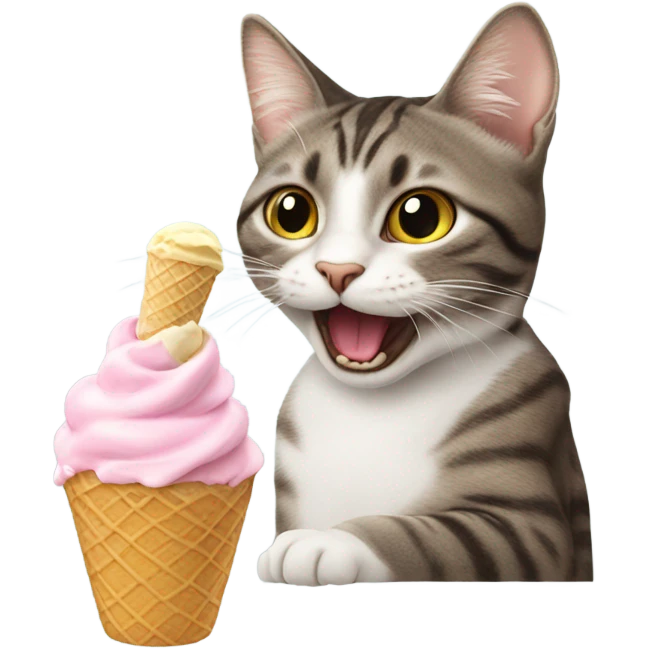 Cat eating ice cream emoji