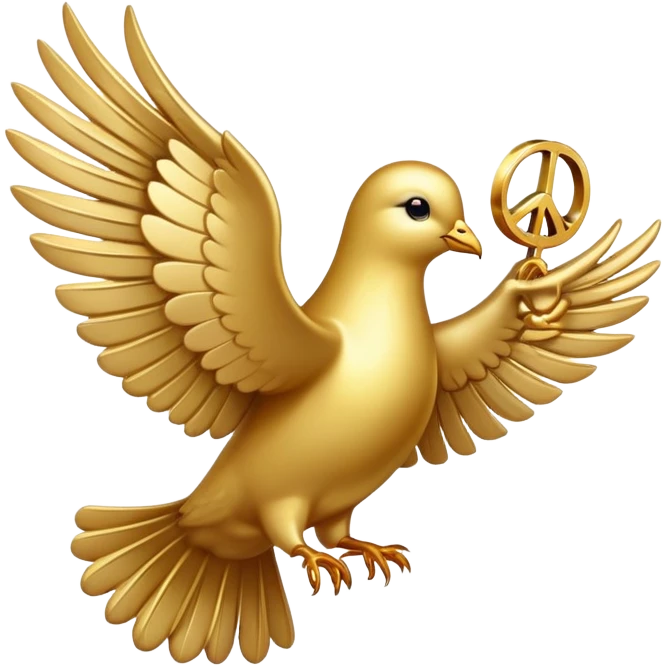 golden dove, shiny gold feathers, peace symbol bird emoji