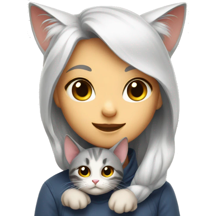 Cat with girl emoji