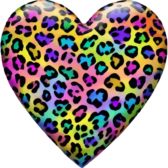 lisa frank rainbow leopard print heart emoji