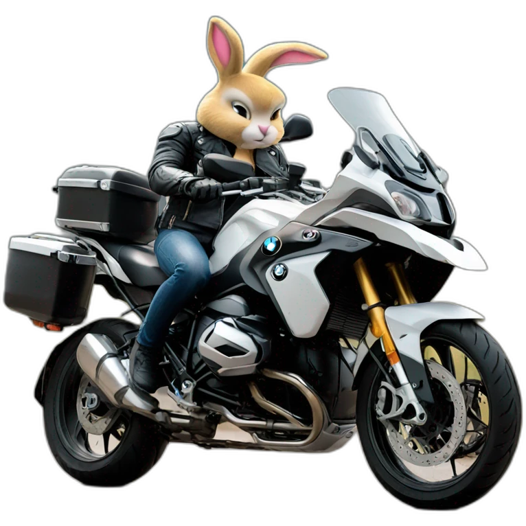 Biker bunny on bmw motorcycle emoji