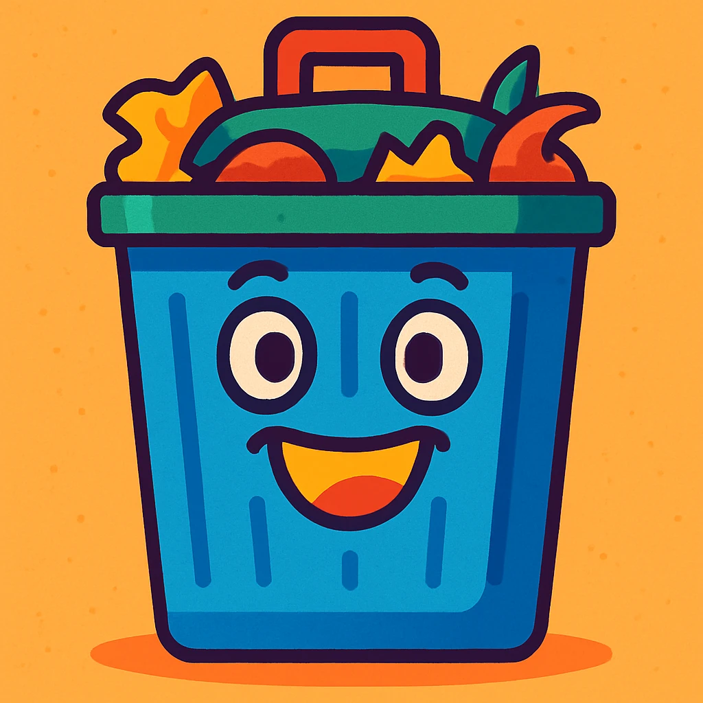 trash can colorful cartoon style emoji