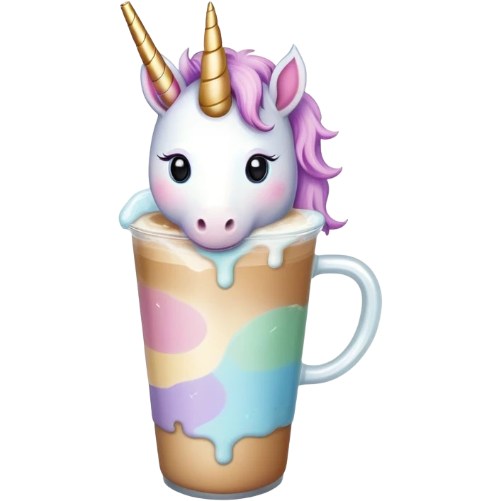 Unicorn drinking ice latte emoji