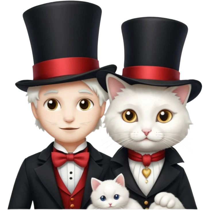 magician couple and their pet cat emoji