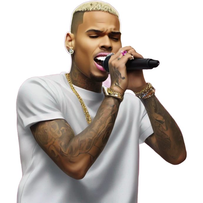 Hyper Realistic Chris Brown on stage singing  emoji