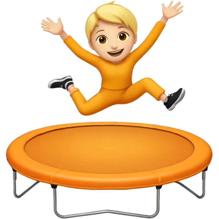 an emoji jumping on a orange trampoline emoji