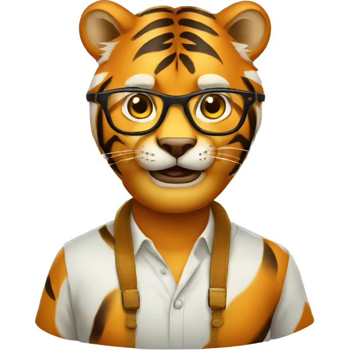 tiger expert in glasses emoji