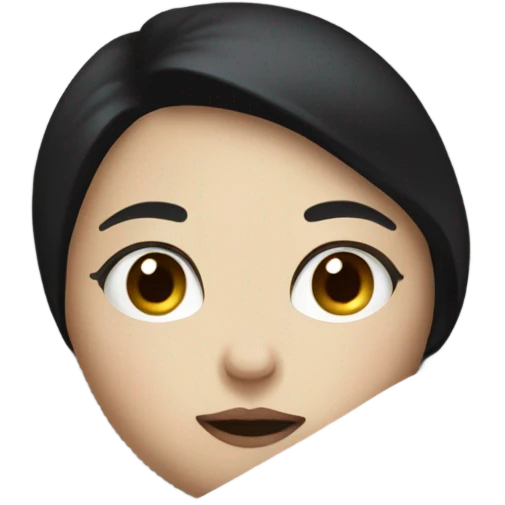 Pale Girl with black hair  laying down cozy in a white blanket emoji