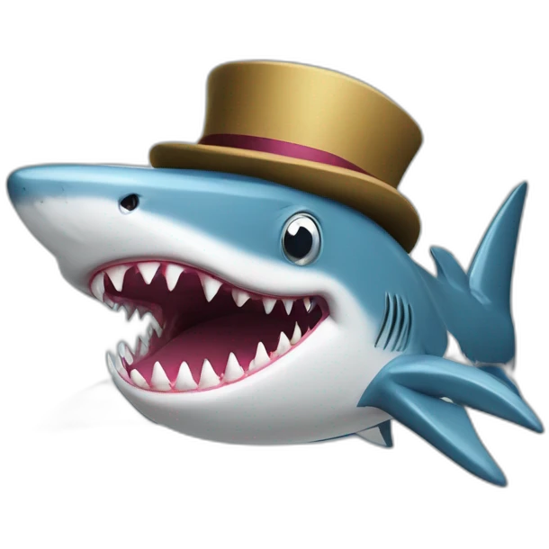Shark with a top hat emoji