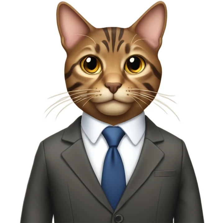 Brown tabby cat in business suit emoji