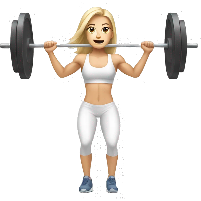 white girl doing barbell back squats  emoji