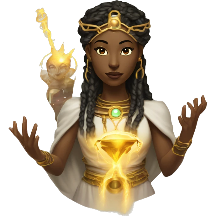 Technomancy Goddess is a mystical being who controls both magic and technology. She can cast spells on technological networks. Her powers blend the ancient art of magic with advanced cybernetics and technology. She can command machines emoji