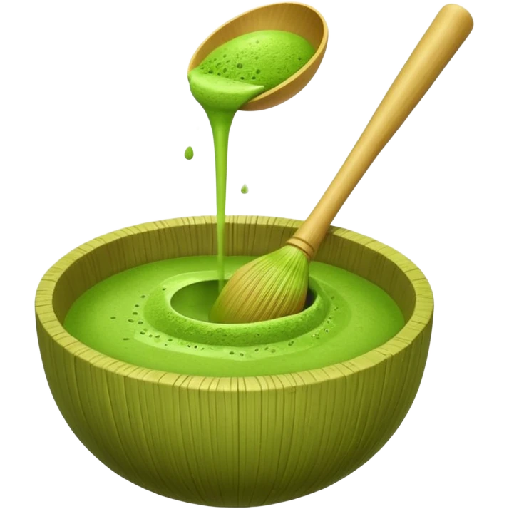 batidor bambu con bol de matcha emoji