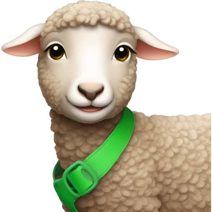 Brown lamb with a green halter emoji