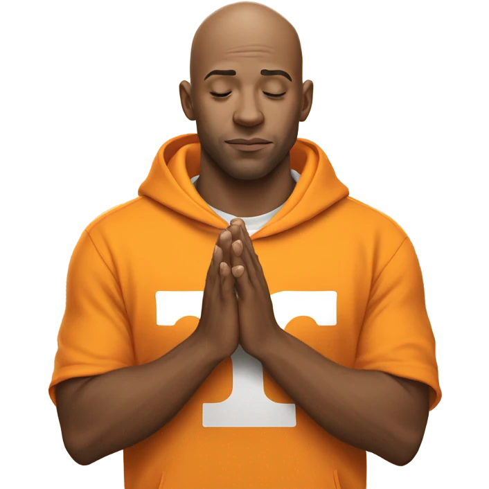 bald guy with Tennessee Volunteers Hoodie praying  emoji