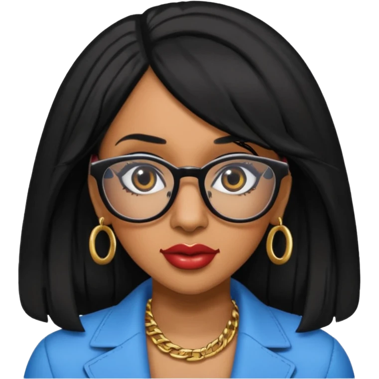 rapper Cardi B black hair wear glasses emoji