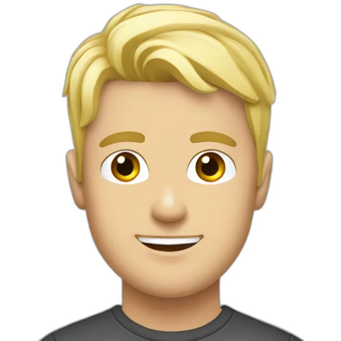young man with blonde hair with printers , printahop , tshirt printing emoji