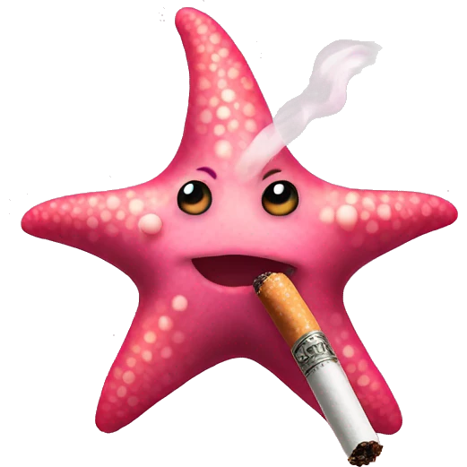Pink star fish smoking  emoji