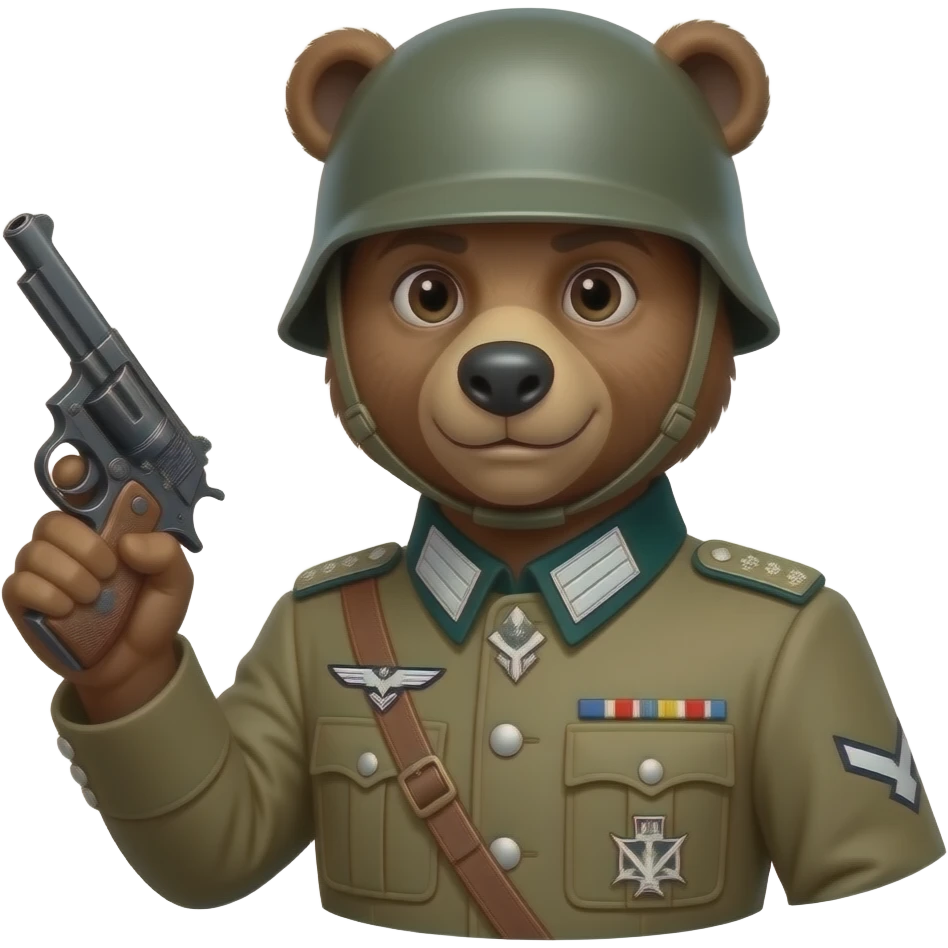 Bear ww2 uncensored Wehrmacht soldier hold a luger emoji