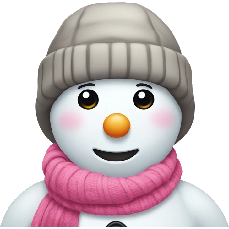 Snowman with pink scarf  emoji