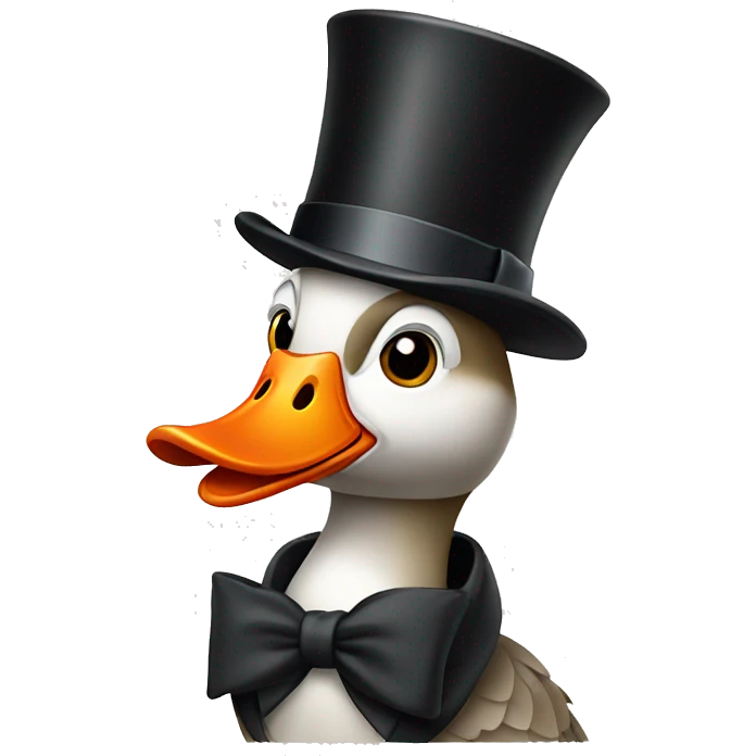 goose wearing top hat emoji