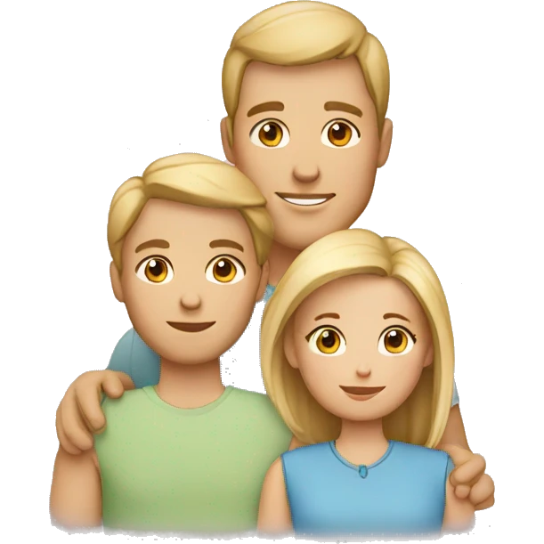 family of four, adults brown hair, kids blonde hair emoji