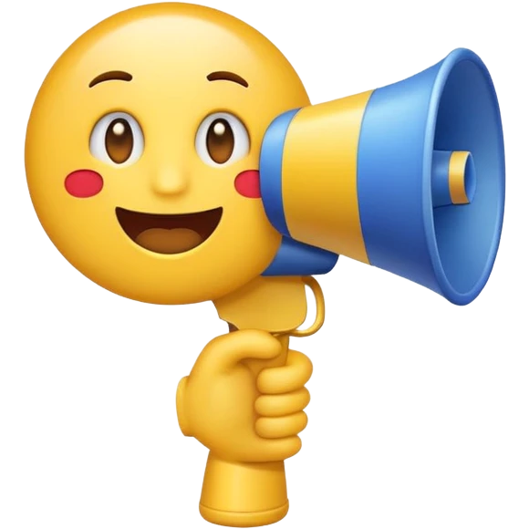 Colorful emoji with a megaphone, sale tag, and social media icon, advertising style. emoji