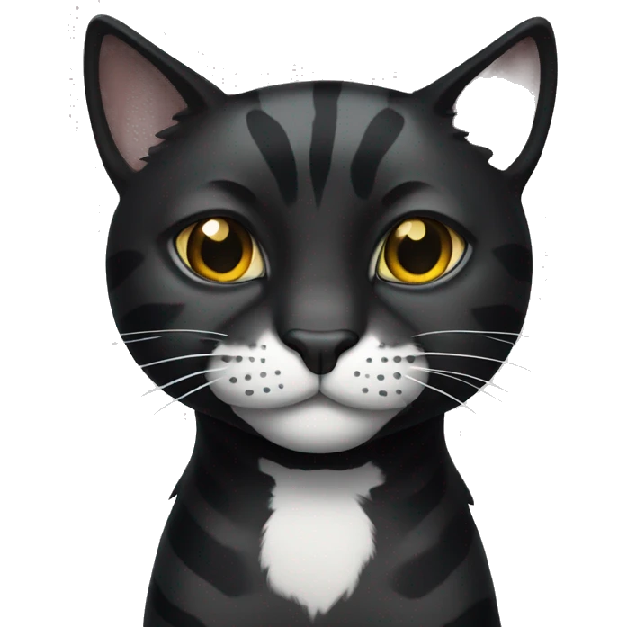 Black tiger cat with white dot on mouth, white neck emoji