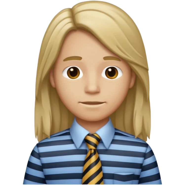 striped shirt with long hairand tie emoji