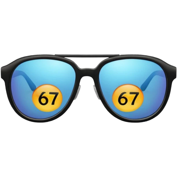 Sunglasses with the number 67 on them emoji