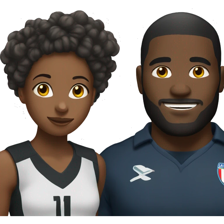 christian short black girl with christian tall black footballer  emoji