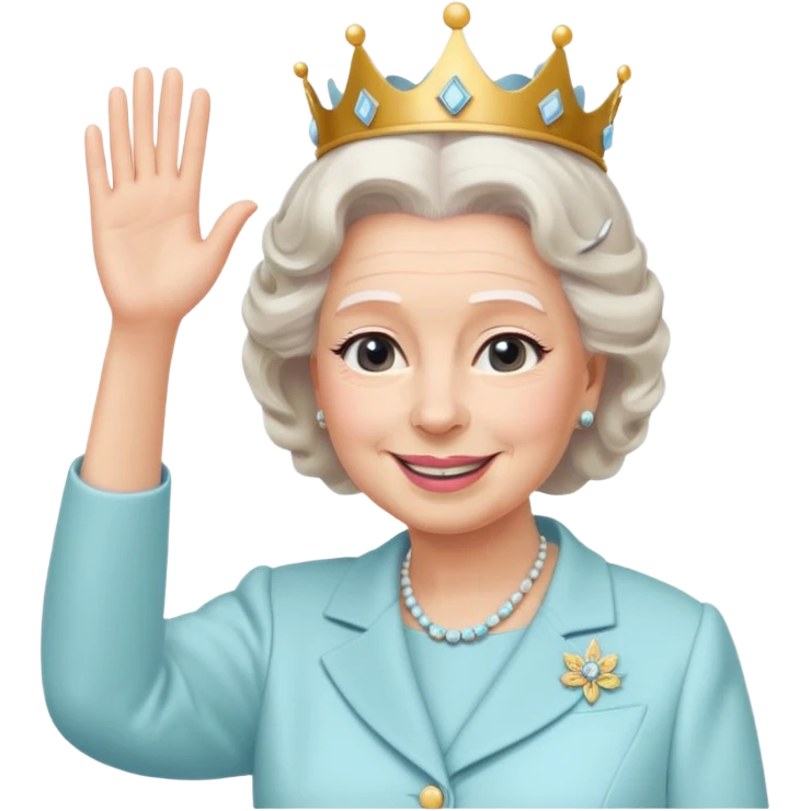 Queen Elizabeth waves in pastel clothes emoji