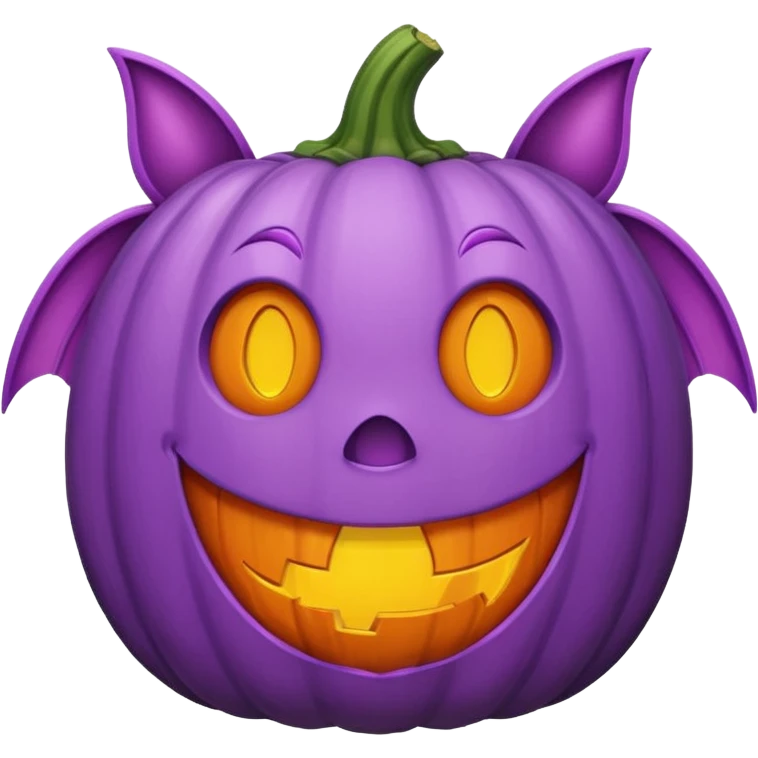 Purple bat pumpkin cute emoji